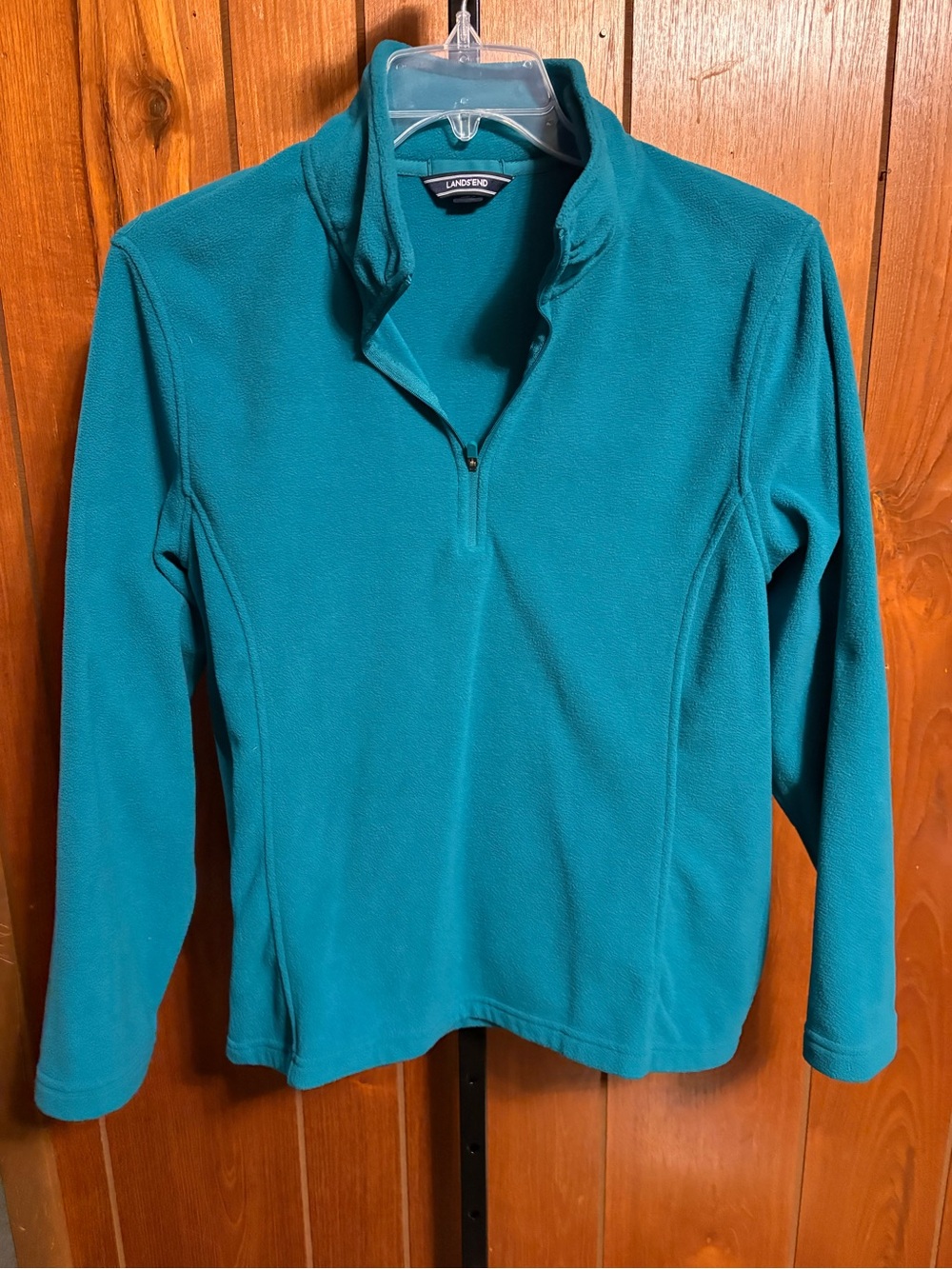 Lands' End Teal Quarter-Zip Fleece Pullover - Women's